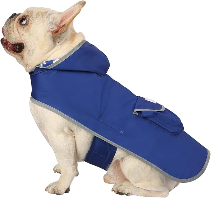 HDE Reversible Dog Raincoat Hooded Slicker Poncho Rain Coat Jacket for Small Medium Large Dogs Sharks - M