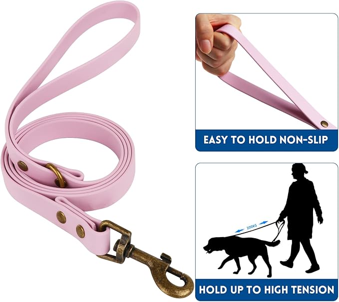 Wisedog Dog Collar and Leash Set, Waterproof Adjustable Puppy Collars with Cute Tag 6FT Dog Leash with Poop Bag for Small Medium Large Dogs (S, Pale Pinkish Purple)