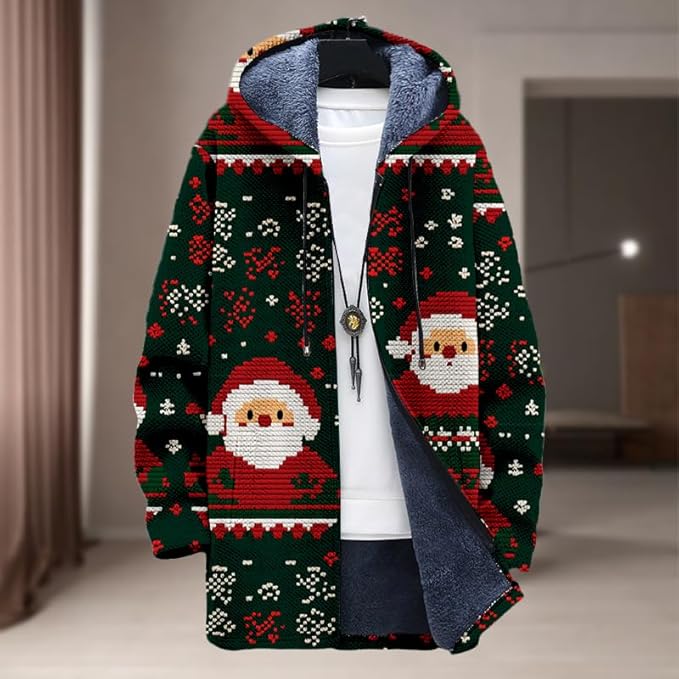 Oversized Full Zip Hoodie for Men Sherpa Fleece Lined Jacket with Hood Soft Warm Winter Coat with Pockets