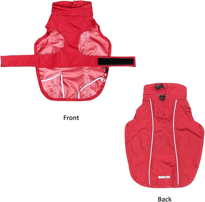 Adjustable Waterproof Dog Raincoat for Dogs,Lightweight Pet Rain Jacket Puppy Clothes with Reflective Strip for Small Medium Large Dogs (Red, Small)