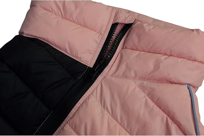 Lovelonglong Warm Jacket - 4 Legs Covered Waterproof Windproof Reflective Vest, Zippered Adjustable Outdoor Snow Jacket for Small Medium Large Dogs, Lotus Pink L