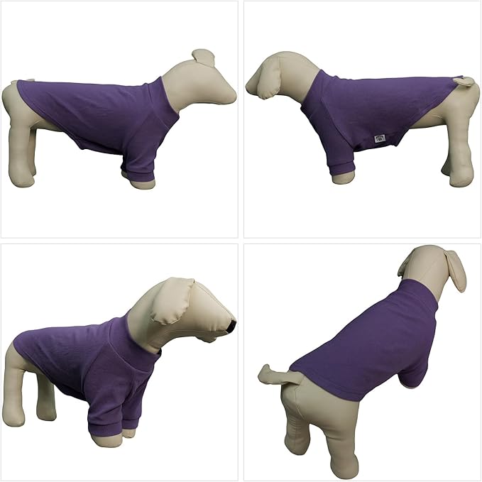 Lovelonglong Ribbed Dog T-Shirt Cotton Knitted Dog Sweaters for All Season Pet T-Shirts for Large Medium Small Dogs Purple M