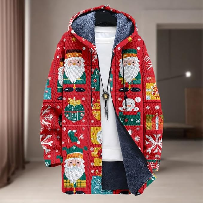 Oversized Full Zip Hoodie for Men Sherpa Fleece Lined Jacket with Hood Soft Warm Winter Coat with Pockets