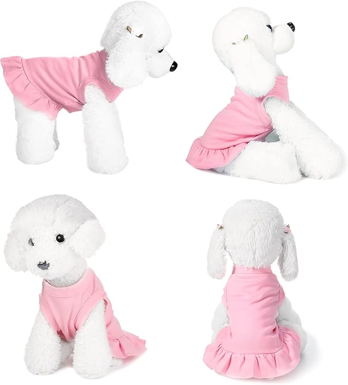 6 Pieces Dog Dresses Shirt Skirt Sleeveless Dress Breathable Pet Shirts with Ruffles Puppy Sundress Outfits for Dogs and Cats (XS Size)
