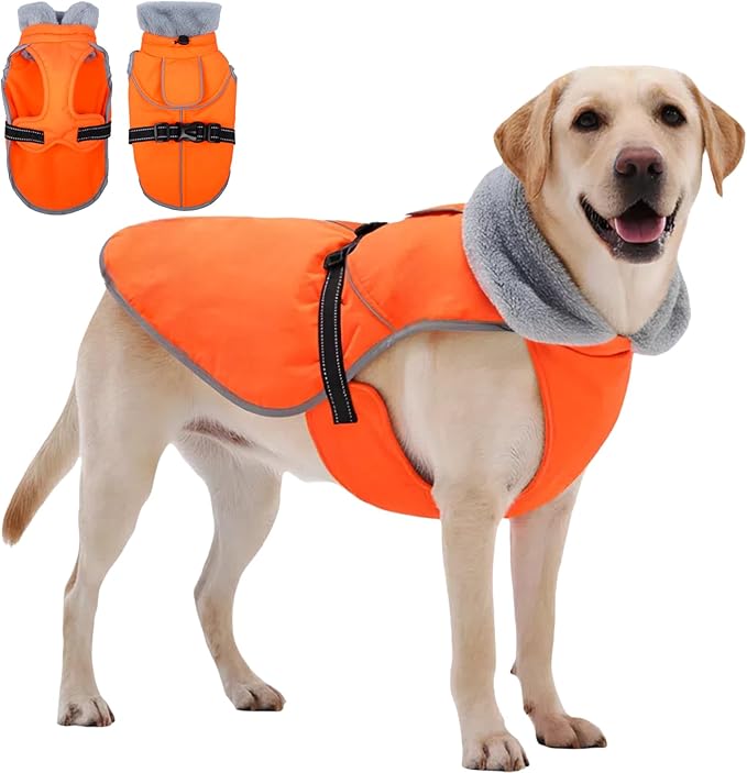 Insulated Outdoor Dog Winter Coat, Puppy Hard Shell Jacket with 2 Layer Warmth, Waterproof Coats for Small Dogs, Tangle-Free Cut Jackets for Cold Weather, Pet Clothes for Chihuahua Yorkie(Orange, XS)