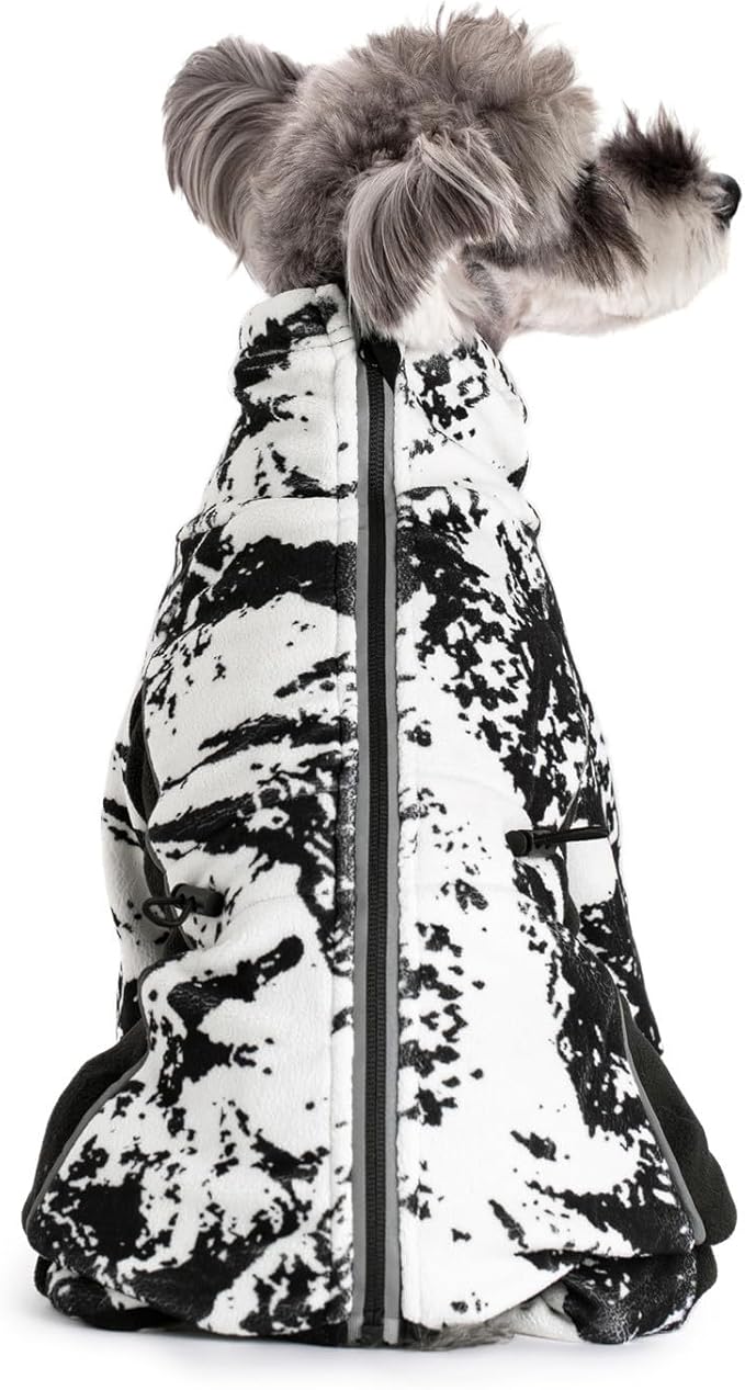 Fleece Dog Coat for Small Medium Dog,Pullover Pajamas Jumpsuit Bodysuit Puppy Coats with Legs, Pet Windproof Warm Cold Weather Jacket Full Body Vest Cozy Snowsuit Outfit Clothes (White, XS)