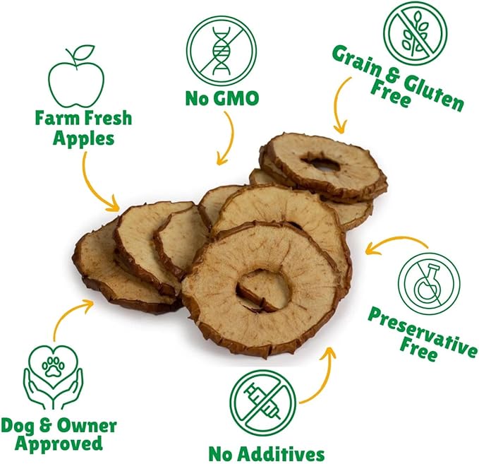 Lucky Premium Apple Rings – Thin, Crispy, All Natural Jerky Apple Treats for Dogs, Vegetarian Dog Treats with Real Fruit (12 oz)