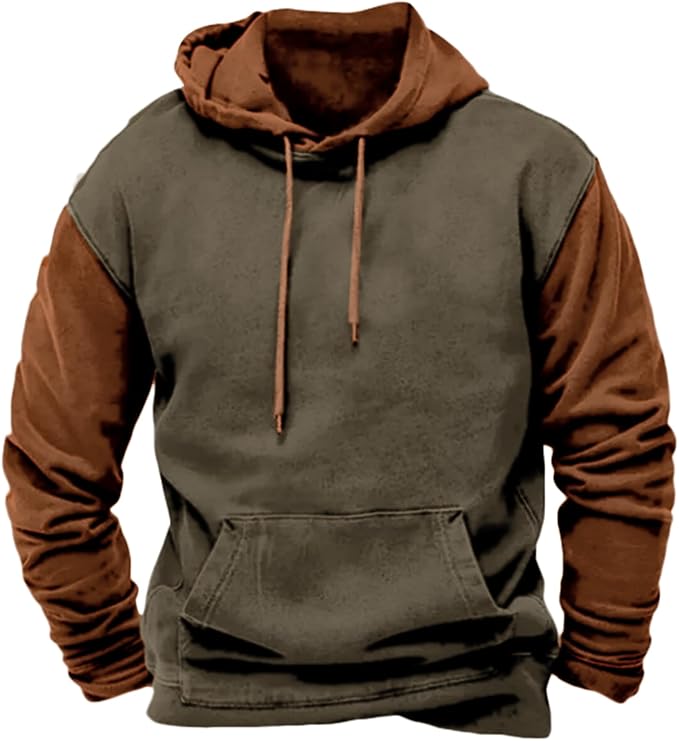 HOTYD Mens Western Aztec Sweatshirts Long Sleeve Fall Fashion Drawstring Pullover Vintage Graphic Cowboy Hoodie for Men