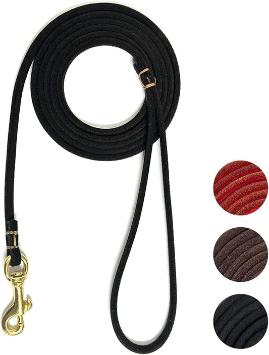 Guiding Star Leather Dog Leash 6 ft x 1/4 inch,Thin and Lightweight Leather Leashes for Small Dogs,Leather Cat Leashes for Small Cats,Soft Genuine Leather Dog Training Leashes for Petite Dogs Black
