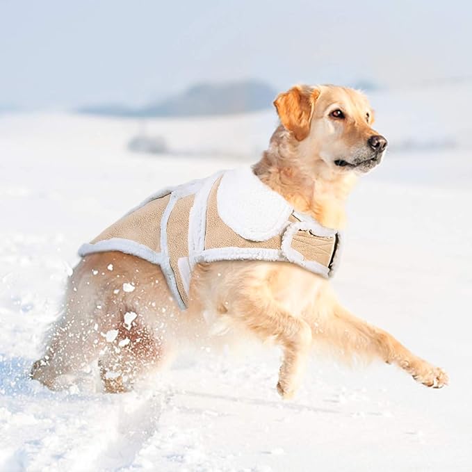 Namsan Dog Sherpa Jacket, Size M, Fleece Dog Vest with Leash Hole, Soft Pet Coat Outfit for Small Medium Large Dogs, Thick Warm Dogs Vest for Cold Weather, Adjustable Magic Tape, Easy to Wear