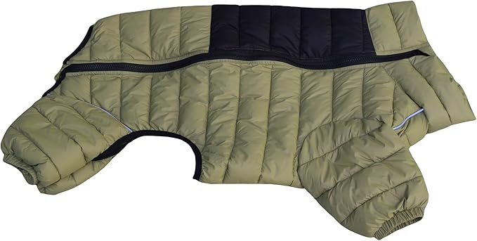 LoveLongLong Dog Coat - Warm & Waterproof Reflective Dog Jacket, Zippered & Adjustable, Olive Green, S, M, L