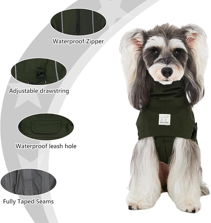 Waterproof Dog Raincoat, Hooded Raincoat for Dachshund Whippet Small Medium Large Dogs, Adjustable Dog Rain Coat Jacket (06(chest22-25'',back18-20.5''))