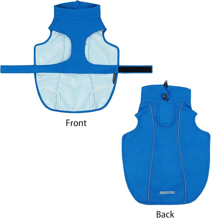 Waterproof Dog Raincoat, Adjustable Lightweight Dog Rain Jacket with Reflective Strip Leash Hole for Small Medium Large Dogs (Blue, Large(22-37lb))