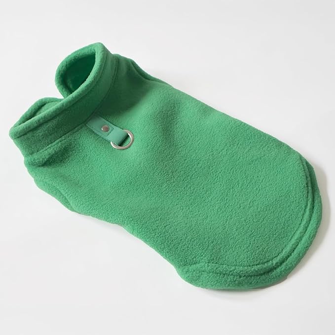 JACKO & CO - Fleece Vest Dog Sweater with Leash Ring - Soft, Warm & Lightweight Pullover Coat for Small & Medium Dogs, Puppies & Cats - Cozy Fall/Winter/Spring Pet Jacket (Green, Medium 6-10lbs)