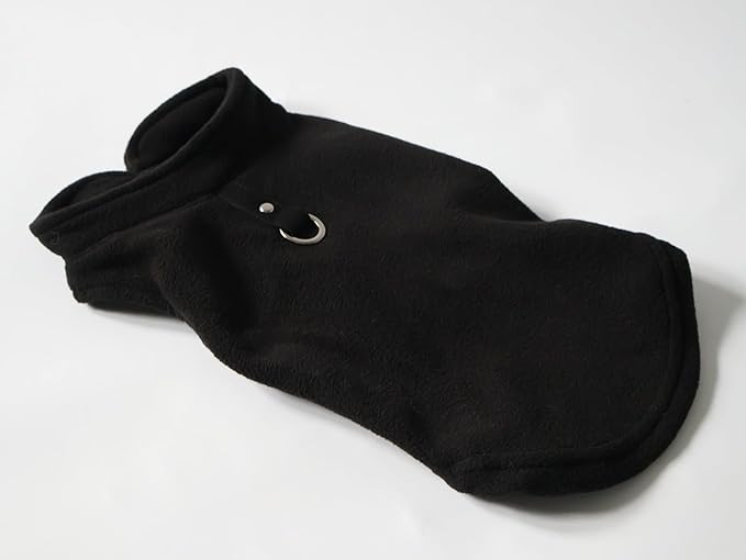 JACKO & CO - Fleece Vest Dog Sweater with Leash Ring - Soft, Warm & Lightweight Pullover Coat for Small & Medium Dogs, Puppies & Cats - Cozy Fall/Winter/Spring Pet Jacket (Black, Large 10-16lbs)