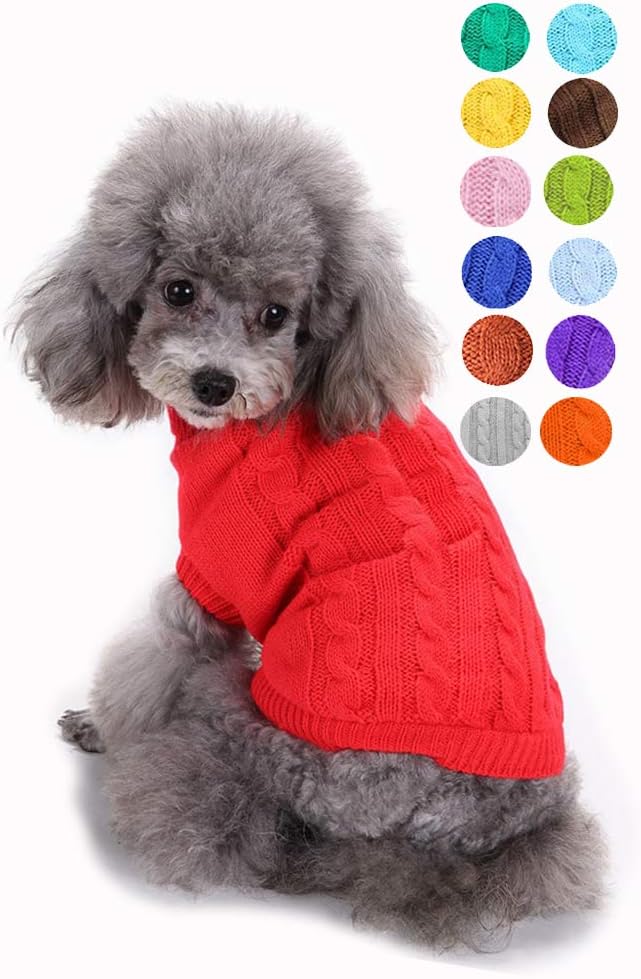 Dog Sweater for Small, Medium, Large Dogs - Warm Winter Turtleneck Pet Clothes for Cats and Puppies - Cute Classic Christmas Coat for Girls and Boys
