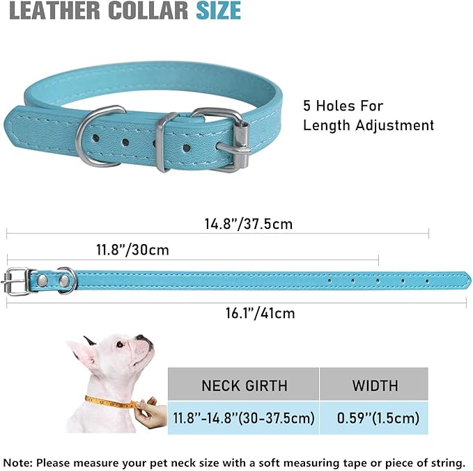 Puppy Collars for Litter - 12 Color Adjustable ID Collar Identification Leather Small Dog Collars for Puppy Medium Large Breed Dogs (M(Neck:11.5"~14.5"))