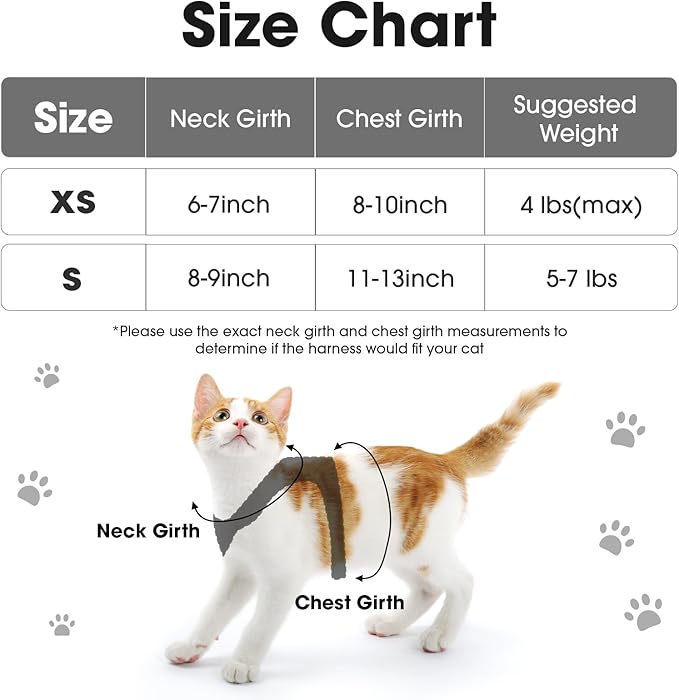 Cat Harness and Leash Set for Walking Escape Proof, Soft Adjustable Kitten Harness Breathable Mesh with Reflective Strips Harness for Kitty Puppy Bunny (Black, Large)