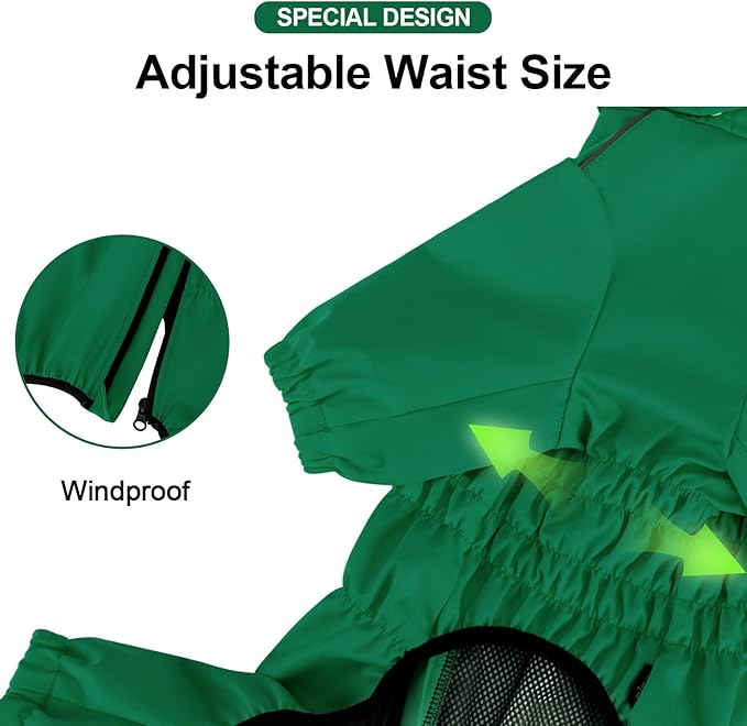 PINA Lightweight Dog Jacket with Hood and Leash Hole, Waterproof Dog Raincoat, Full Wrap Design with Reflective Strap and Pocket for Wet Weather Protection