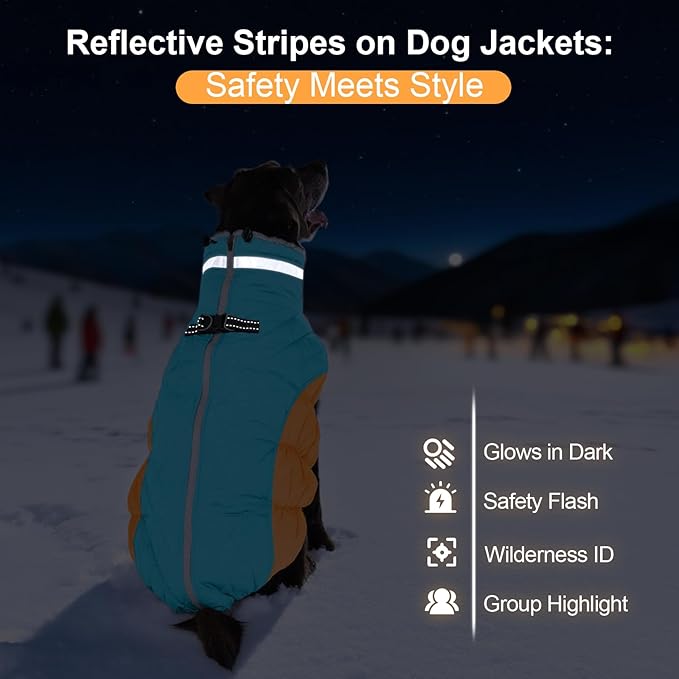 Warm Dog Coats For Large Dogs, Waterproof Dog Jacket With Harness, Zipper Clousure, Fleece Lining, Turtleneck, For Cold Weather Outdoor Walks, Pet Snowsuit For Beagle, Cocker Spaniel, Corgi- XL