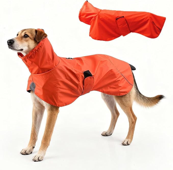 Dog Water-Repellent Raincoat Jacket, Lightweight Reflective Waterproof Clothes for Small Medium Large Dogs, Outdoor for Fall & Spring (Orange, XS)