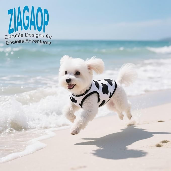 Adorable Cow Print Dog Shirts – Lightweight, Cozy Outfit for Small to Medium Dogs, Soft & Snuggly Pet Wear for Everyday Comfort and Cuteness.Back & S