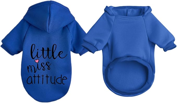Cat Hoodies for Cats Puppy Pet Clothes Cat Apparel Little Miss Attitude Print Dog Hoodie for Small Medium Dogs Outfits for Kittens(Royal Blue,XL)