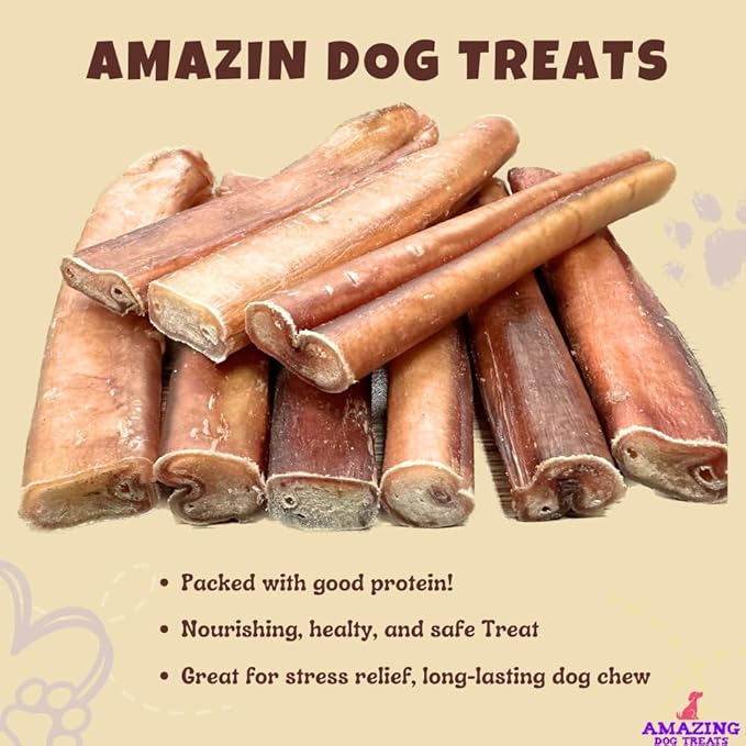 Amazing Dog Treats Bully Stick for Dogs (Extra Thick/Jumbo 6 Inch - 6 Count) - Long Lasting, Safe Chews