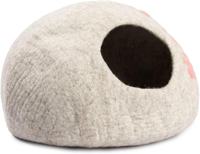 Woolygon Luxurious Eco-Friendly Merino Wool Cat Cave Bed - Foldable Hideaway Pod for Indoor Cats - Premium Felt Kitten Beds - Covered Cat House for Ultimate Cozy Comfort