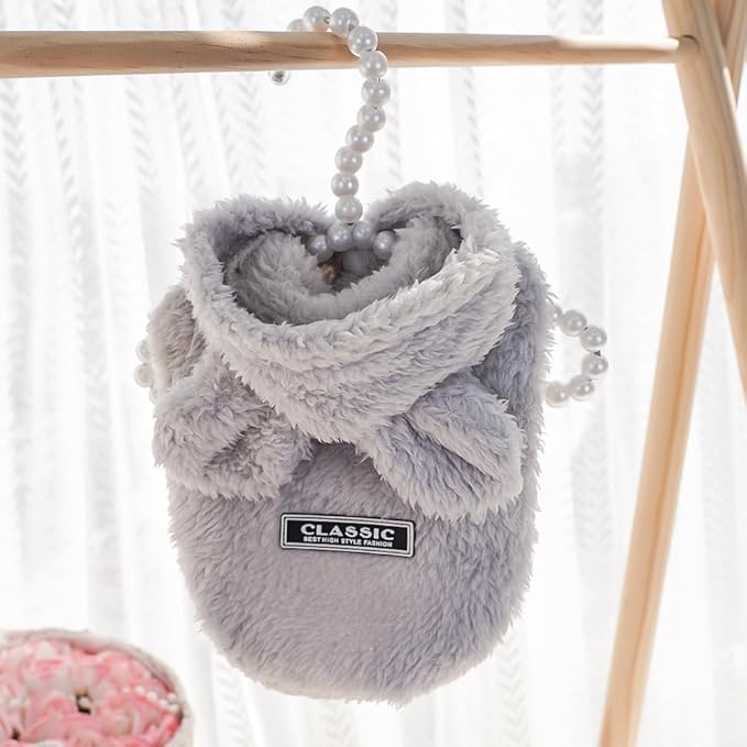Cat Bunny Ears Costume Cute Dog Kitten Hoodies Sweater Rabbit Ears Puppy Pet Apparel (Small,Gray)