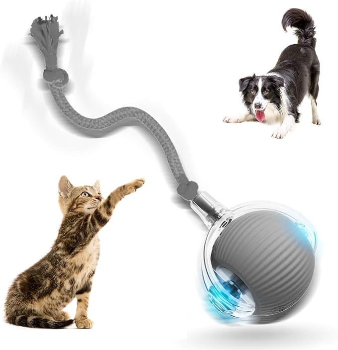 Interactive Cat Toys Balls for Indoor Cats, 2025 New Motion Activated Cat Balls with 360° Smart Automatic Rolling Moving for Bored Kitten Pet Cats Dogs (Gray)