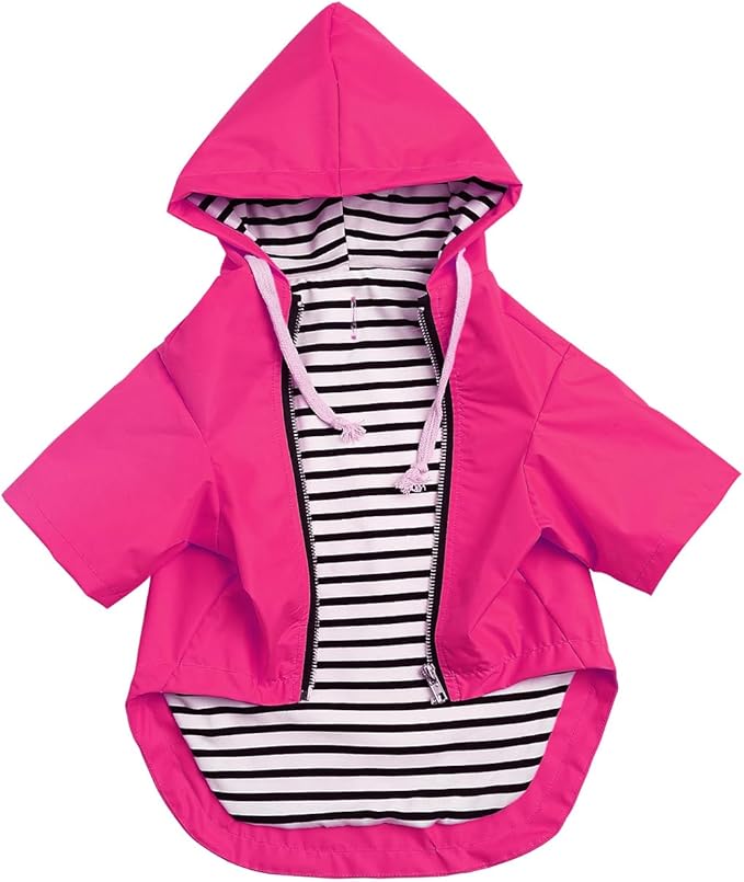 Dog Raincoat rain Jacket Raincoat Dogs Waterproof Small Medium Breeds Zip Closure Storage Pocket Harness Hole Pink XL