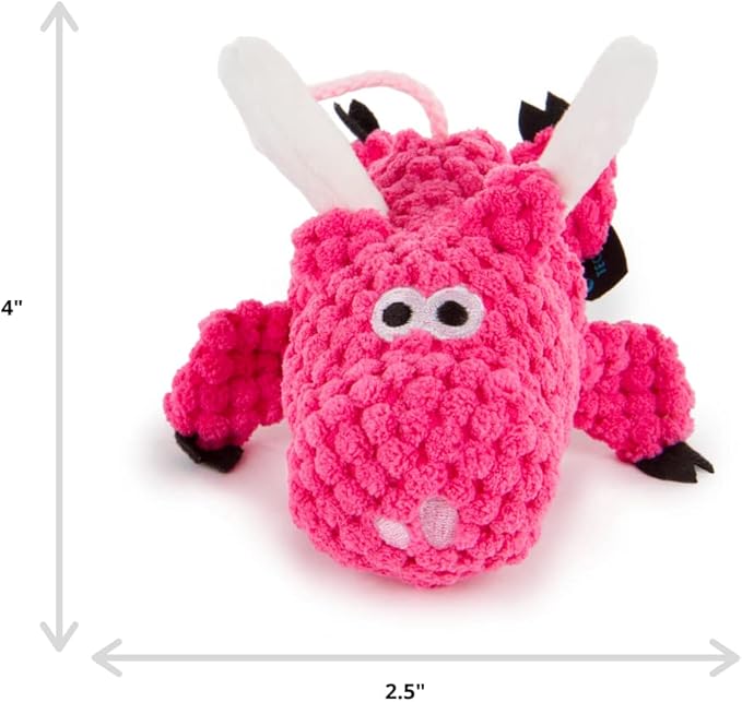 goDog Checkers Just for Me Flying Pig Squeaky Plush Dog Toy with Chew Guard Technology, Durable Fabric & Squeaker for Active Play, Pink, Mini