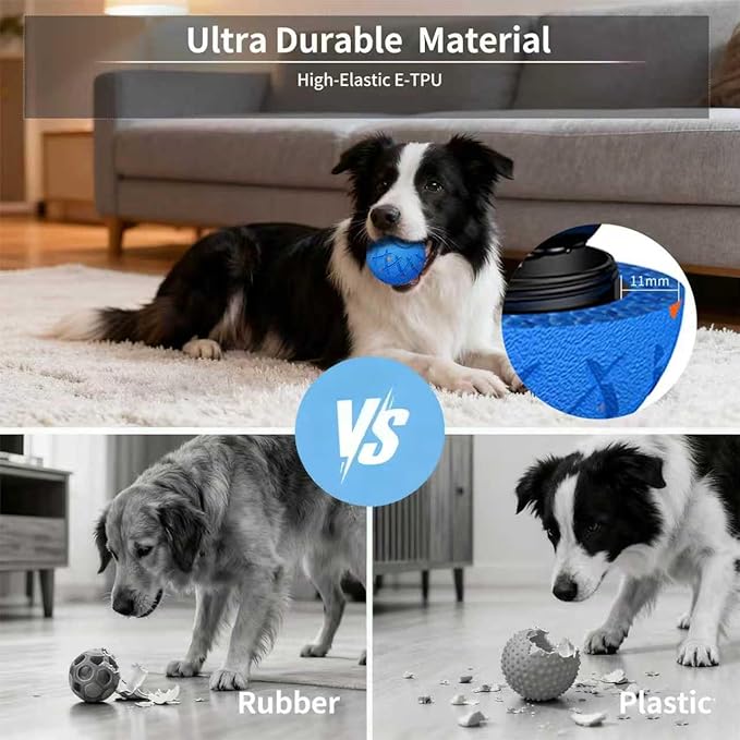 Interactive Dog Toys Dog Ball,Durable Motion Activated Automatic Rolling Toys for Medium/Large Dogs,Automatic Moving, Bouncing,and Rotating,E-TPU Material, IP54 Waterproof (Blue)
