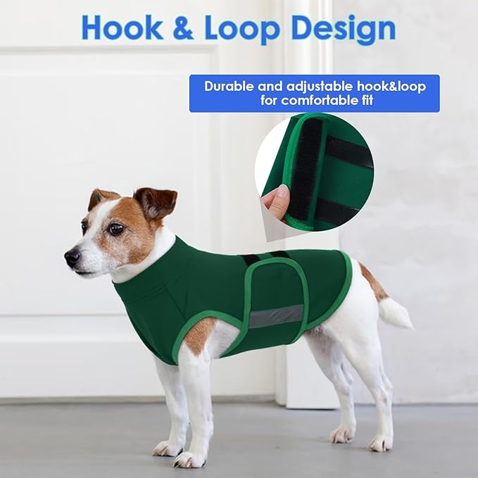MIGOHI Dog Anxiety Relief Coat,Comfort Anxiety Vest for Dogs,Adjustable Dog Anxiety Calming Wrap for Fireworks,Thunderstorm,Travel,Separation,Anxiety Jacket for Large Dogs,L,Green