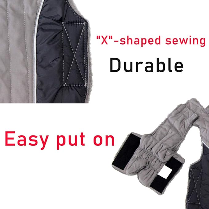 Fleece Dog Hoodie for Large Dogs Super Warm Doggie Jacket for Cold Winter Dog Coats,Grey XL