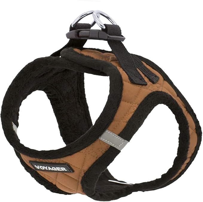 Best Pet Supplies - All Weather Mesh/Plush, Reflective, No Pull Harness for Small, Medium Dogs, Cats - Secure with Hook & Loop Fastener, Buckle, Double D-Rings - Beige Plush, XL