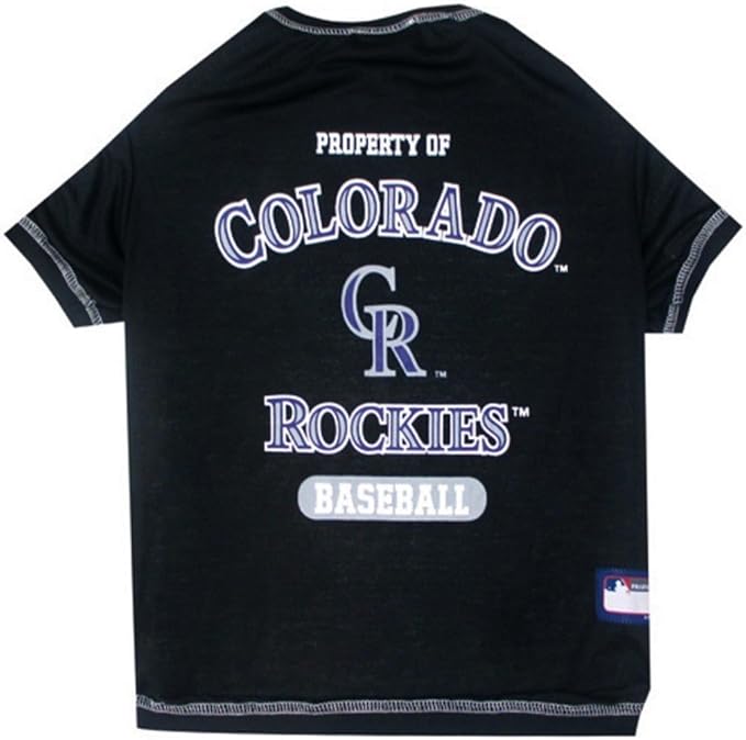 MLB Colorado Rockies Dog T-Shirt, Small. - Licensed Shirt for Pets Team Colored with Team Logos. - Premium Stretchable Materials for The Comfort of Your Dog & cat.