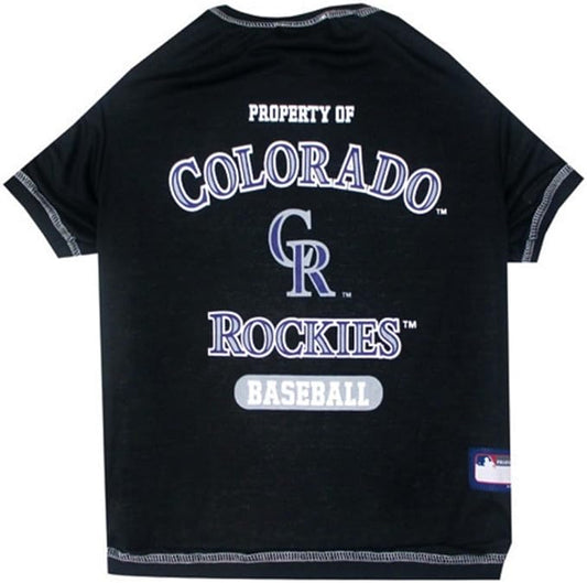 MLB Colorado Rockies Dog T-Shirt, Large. - Licensed Shirt for Pets Team Colored with Team Logos. - Premium Stretchable Materials for The Comfort of Your Dog & cat.