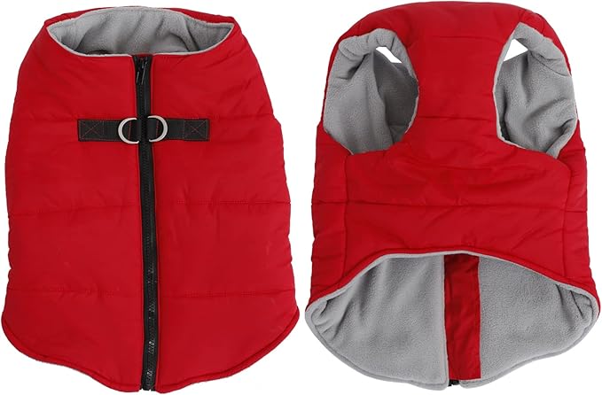 Geyecete Dog Bulldog Clothes Dog Cotton Padded Coat Thick Winter Warm Vest Waistcoat Cold Weather Jacket Clothing for French Bulldog Coat-Red-M