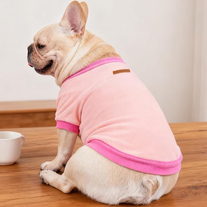 GreenJoy Classic Fleece Dog Sweater – Soft & Warm Stretchy Sweatshirt for Small Dogs & Cats, Cold-Weather Pullover for Everyday Wear (Light Pink, Medium/Large)