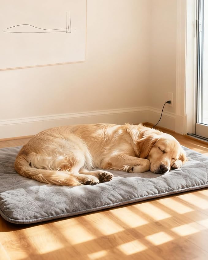 Mora Pets Pet Heating Pad Heated Dog Bed 9 Adjustable Temperature Cat Warming Mat with Timer Auto Power Off Heated Pet Bed 47 Inch for Large Dogs and Muti Pets