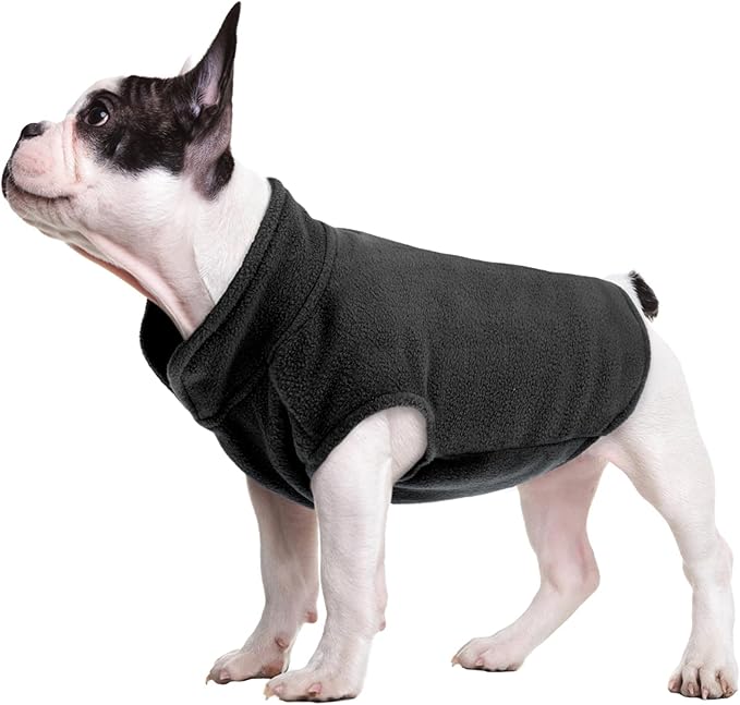 FUAMEY Dog Fleece Vest for Small Dogs,Warm Stretchy Dog Sweatshirts Pullover with Leash Hole Dogs Sweater Soft Pet Turtleneck Cozy Pet Vest Lightweight Sleeveless Black S