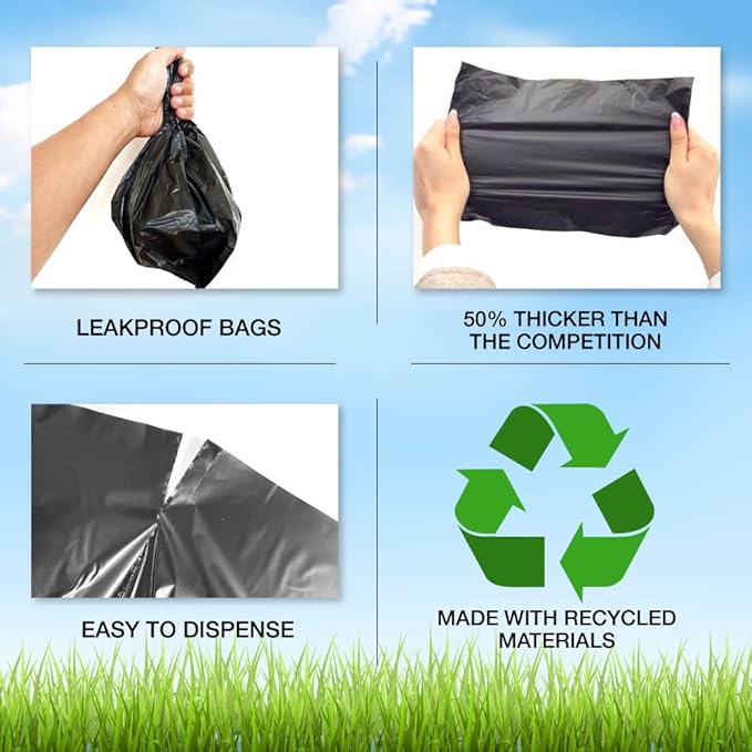 4000 Dog Poop Bags on Rolls - 50% Thicker, Leak-Proof & Opaque - Partially Made with Recycled Materials for Bulk Use, Parks, HOAs, Apartments