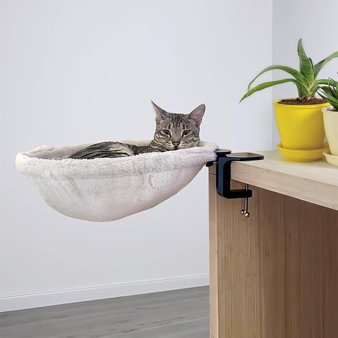 | Green Replacement Fabric for Cat Desk Bed - Soft Faux Fur Fabric, Steel Frame | Cat Perch for Indoor Cats | Perfect Hammock for Your Desk | Supports up to 50lbs | Pet Couch | Elevated Bed