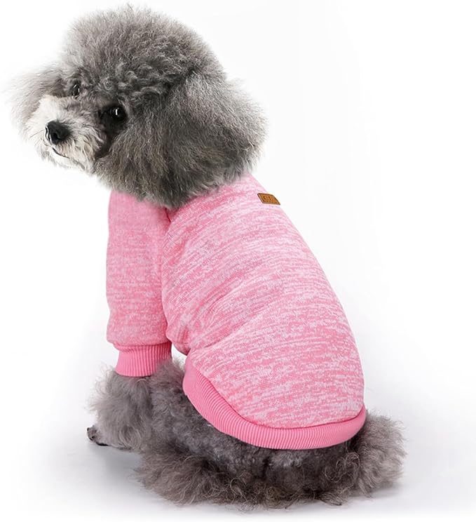 2 Pieces Pet Dog Classic Knitwear Sweater, Fleece Coat for Small,Medium Dogs,Warm Pet Dog Cat Clothes,Soft Puppy Customes for Chihuahua Yorkshire Tzu (Pink Purple,S)