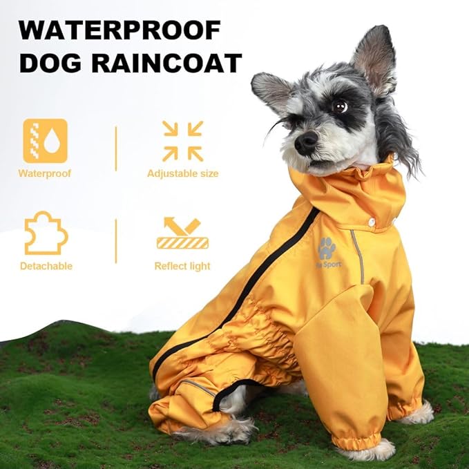 PINA Lightweight Waterproof Dog Rain Jacket with Hood - Full Wrap Design for Full Protection