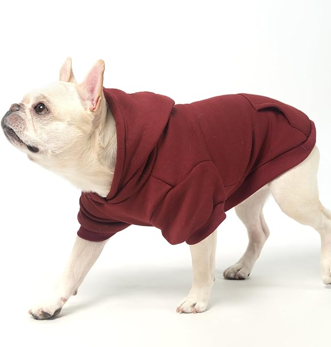KOOLTAIL Basic Dog Hoodie - Soft and Warm Dog Hoodie Sweater with Leash Hole and Pocket, Dog Winter Coat, Cold Weather Clothes Sweatshirt for Small Medium Large Dogs Puppy Cat Boys Girls Deep Red L