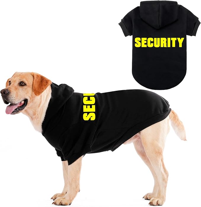 EXPAWLORER Security Dog Hoodie Puppy Sweater - Dog Sweatshirt Soft Fleece Lined Pet Clothes, Cold Weather Hooded Jacket Coat Keep Warm for Small Medium Large Dogs, X-Large