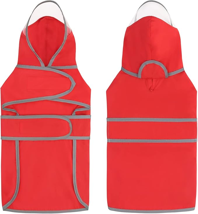 HDE Dog Raincoat with Clear Hood Rain Jacket Poncho for Small Medium Large Dogs Red - S